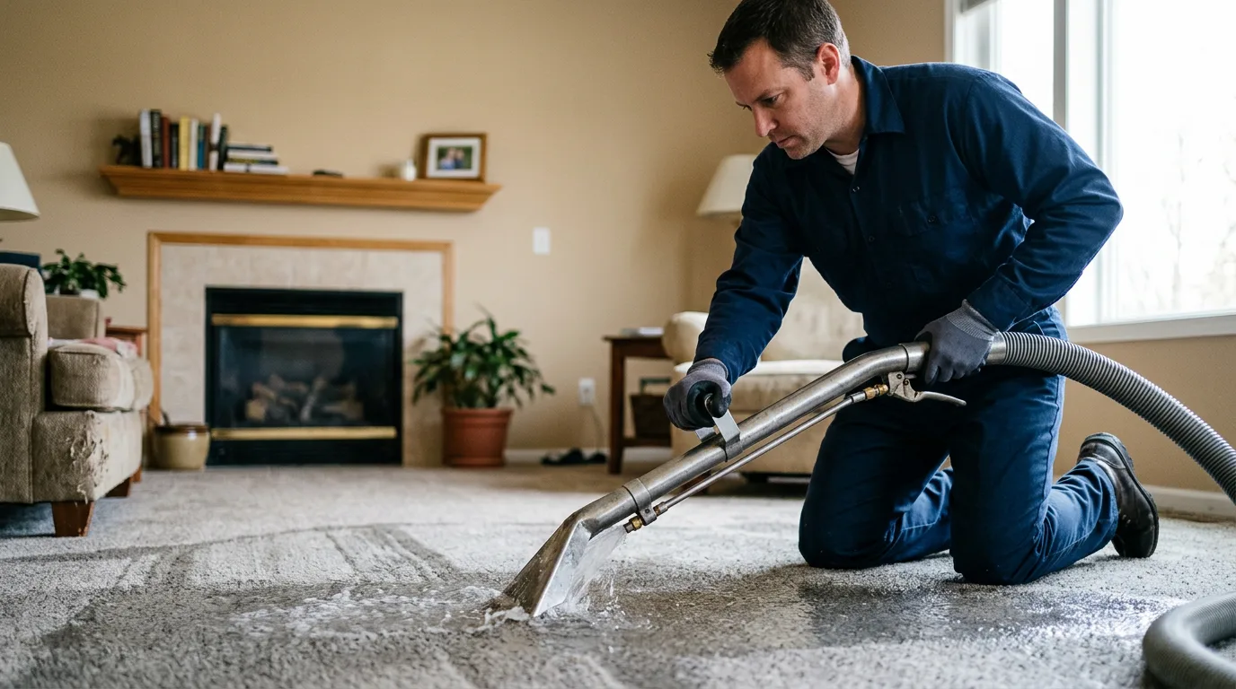 Water damage restoration technician working near La Marque, TX